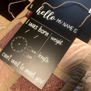 Hello my name is baby chalkboard sign